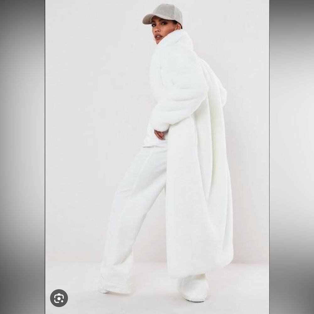 Missguided White Faux Fur Coat